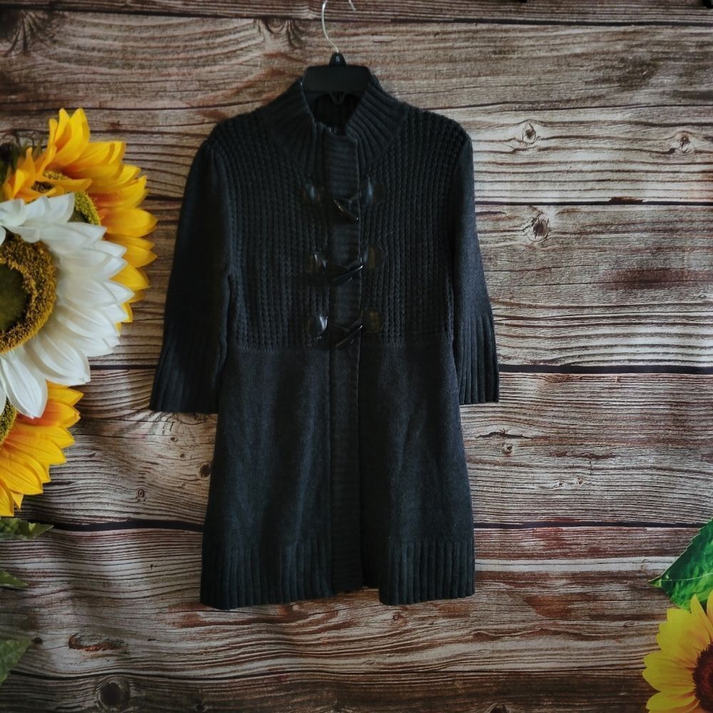 Take Out mid Sleeve sweater dress misses large Charcoal gray Pre-owned